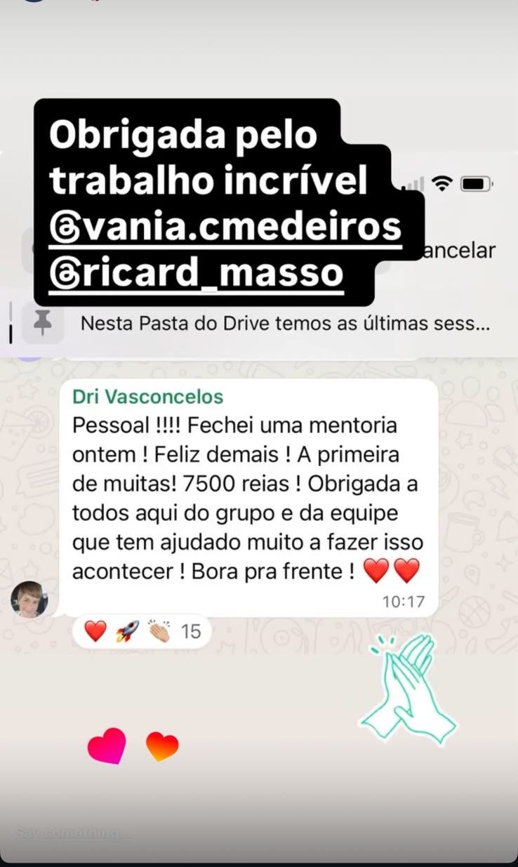 Mentoria de R$ 7.500 fechada, a primeira de muitas