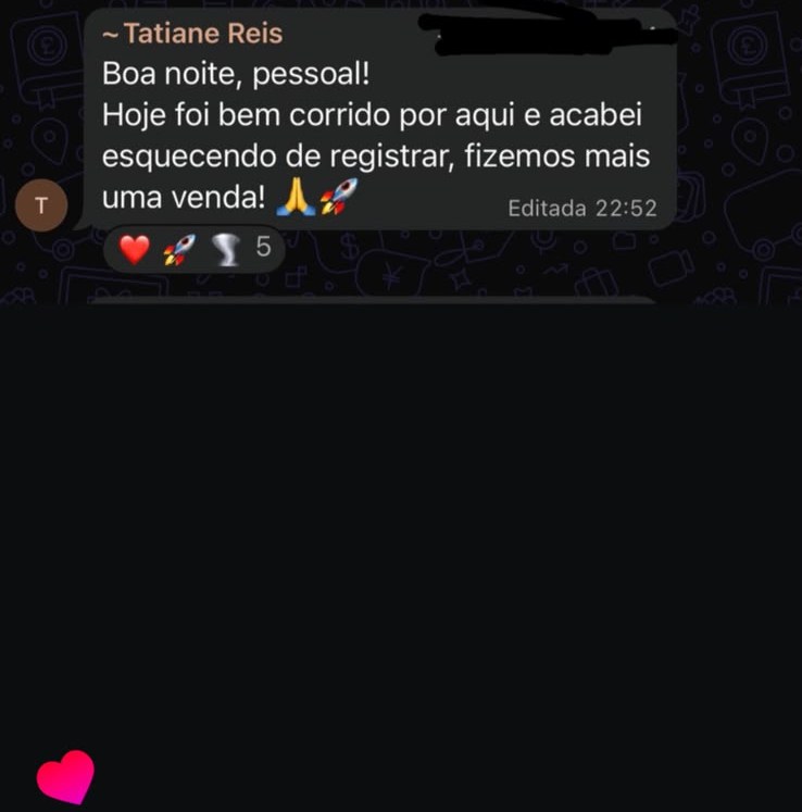 Mais uma venda registrada no fim do dia